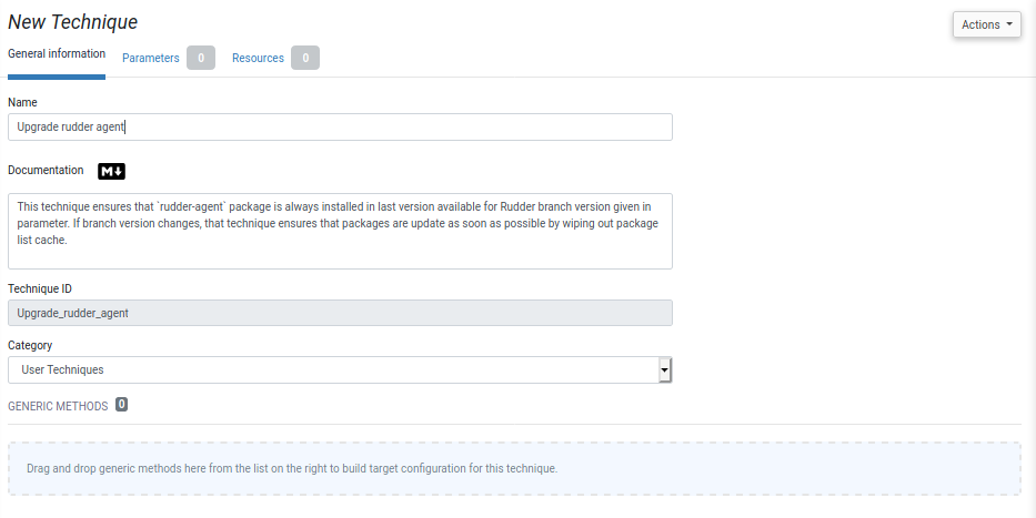 Create `Update rudder agent` technique